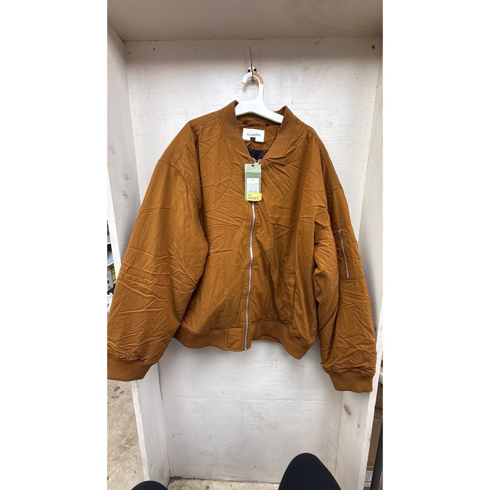 #74 New Goodfellow & Co Mens Brown Jacket Bomber Size XL